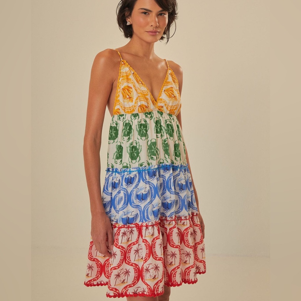 FARM Rio Colorful Tiered Mini Dress